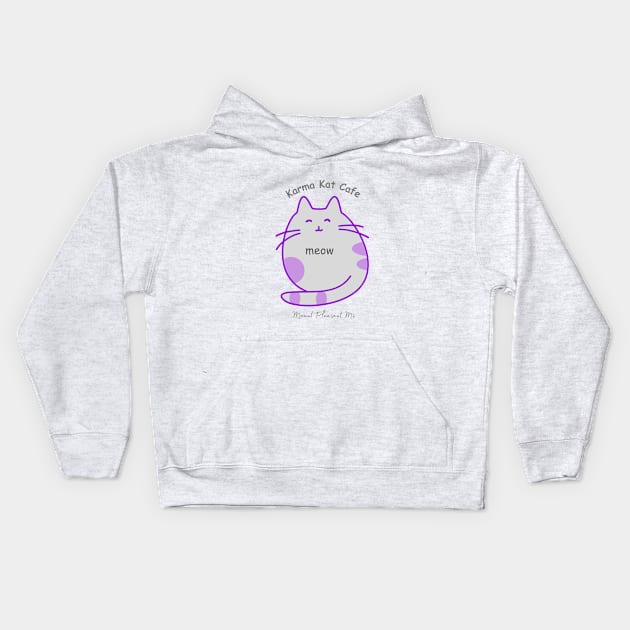 Purple meow Kids Hoodie by Karma Kat Cafe & Rescue